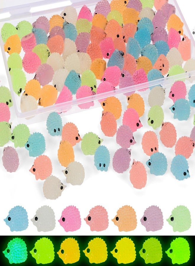 BENOSPACE Resin Luminous Hedgehogs, BENOSPACE 70Pcs Mini Luminous Hedgehog Figurines Tiny Cute Animal Ornament Glow in The Dark Hedgehog Statues for DIY Cake Topper Decor Micro Landscape Fairy Garden - Image 1